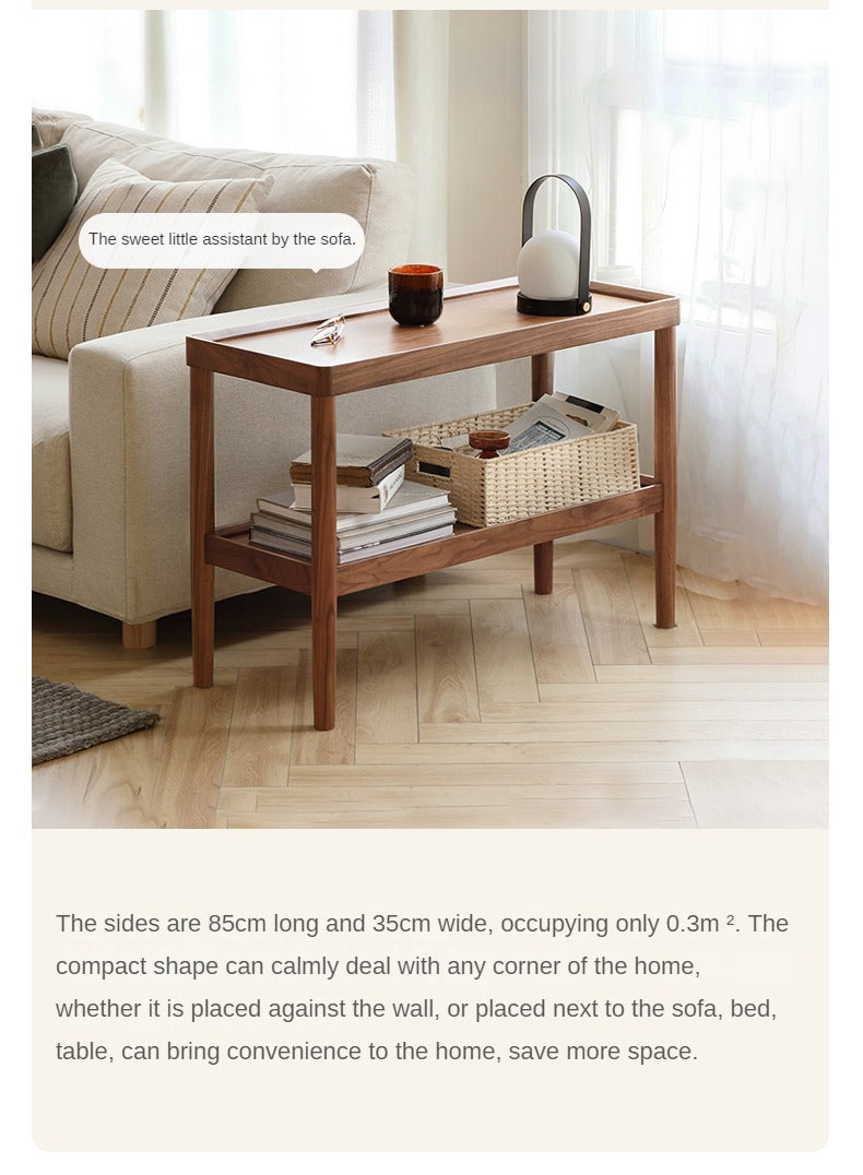 Black Walnut Solid Wood Narrow Double Layer Side Table