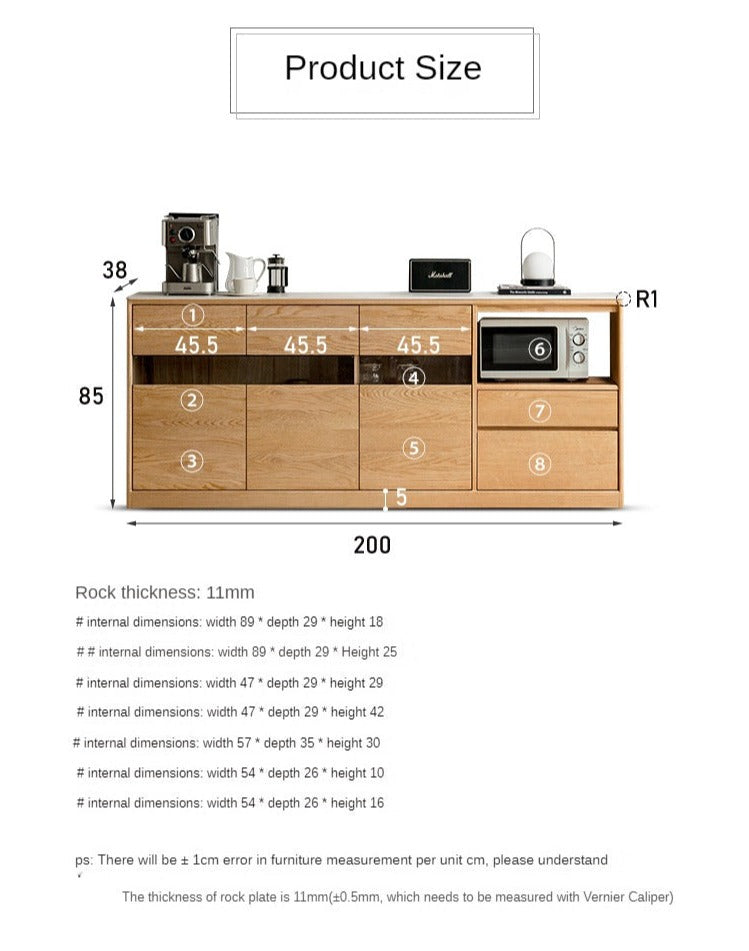 Oak, Ash Solid Wood Nordic Sideboard Slate Top