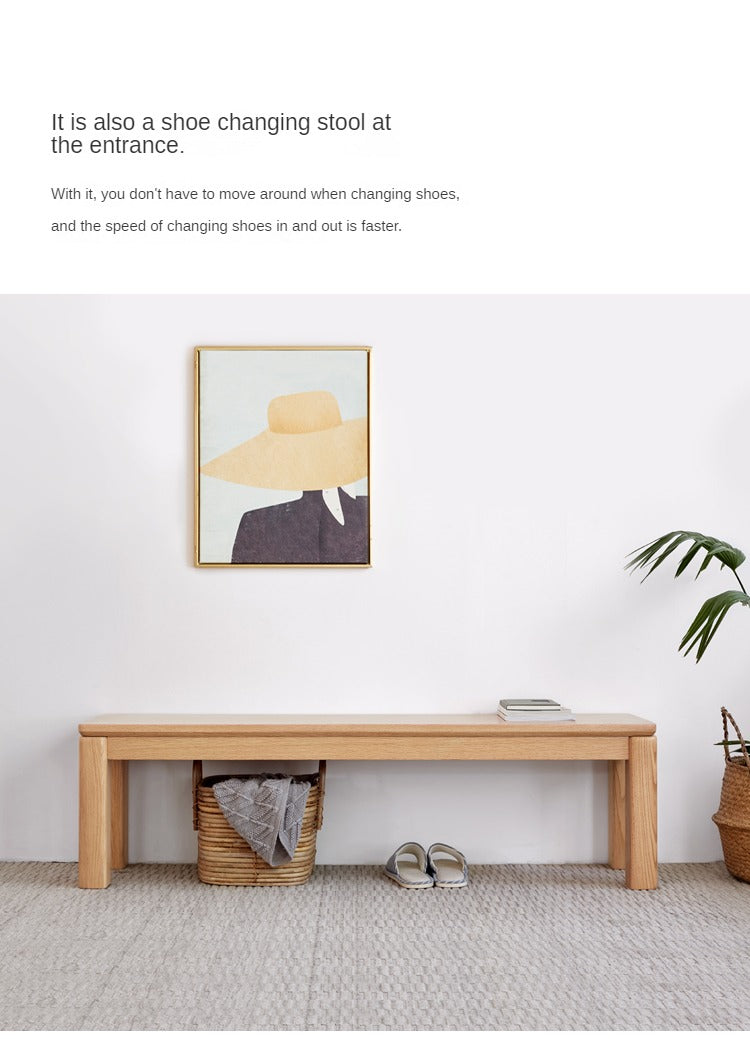 Oak Solid Wood Long Nordic Modern Bench