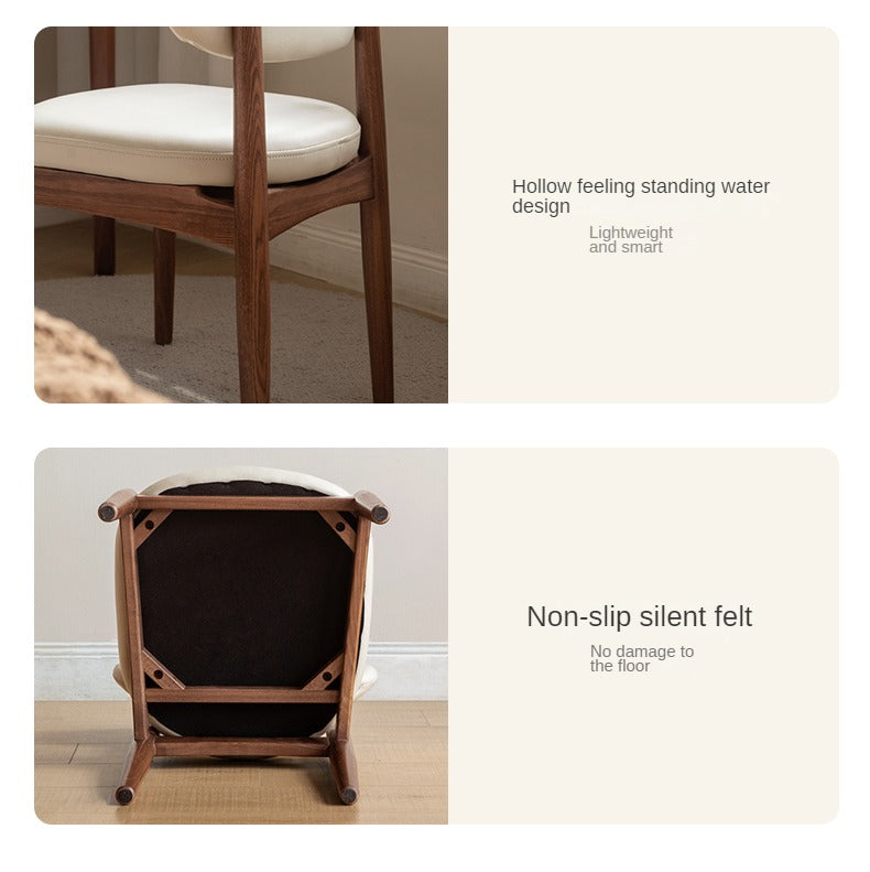 Black Walnut, Ash Solid Wood Modern White Soft Makeup Chair