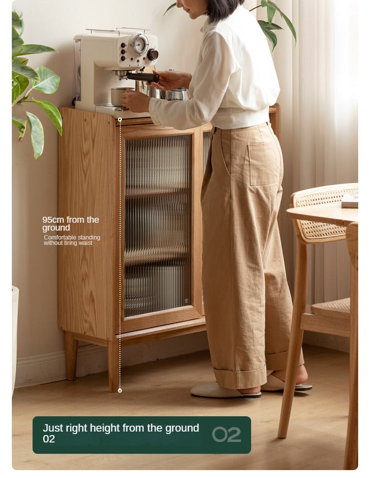 Sideboard slide door Oak solid wood"