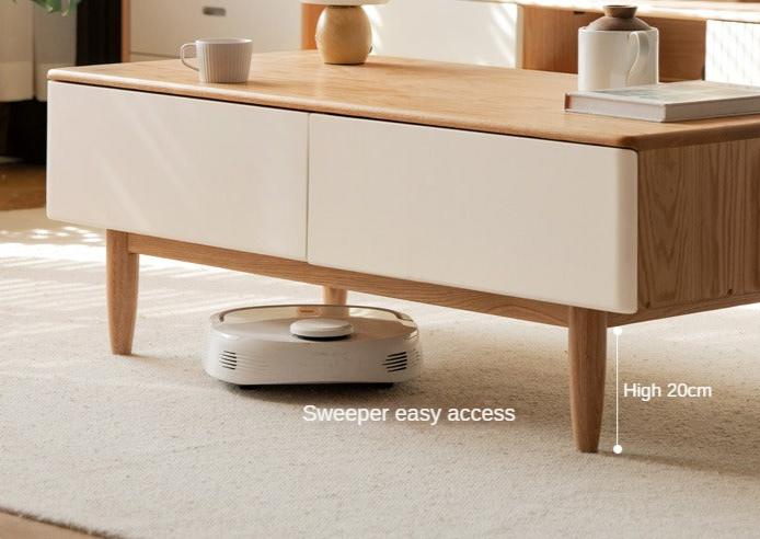 Oak Solid Wood Modern Coffee Table With Drawer