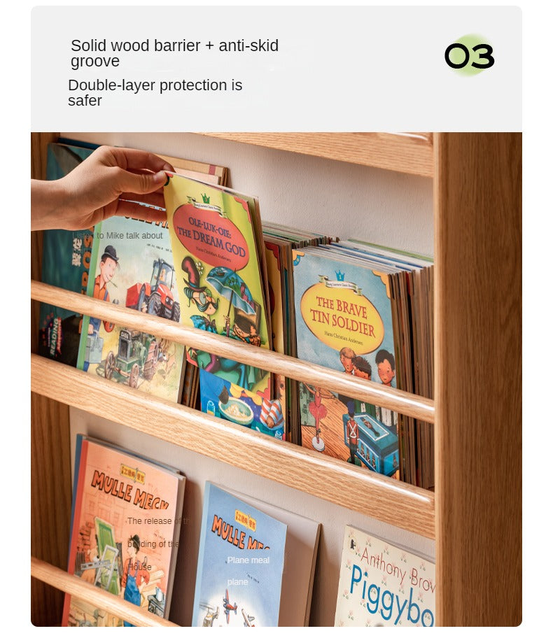 Oak Solid Wood Wall-mounted Ultra-thin Bookshelf