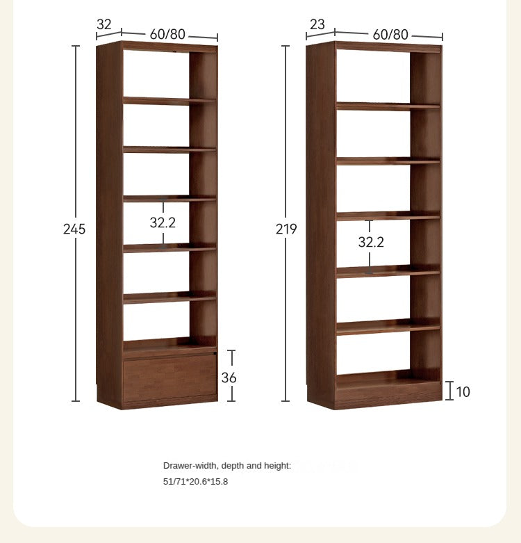 Rubber solid wood bookshelf floor rack storage cabinet.