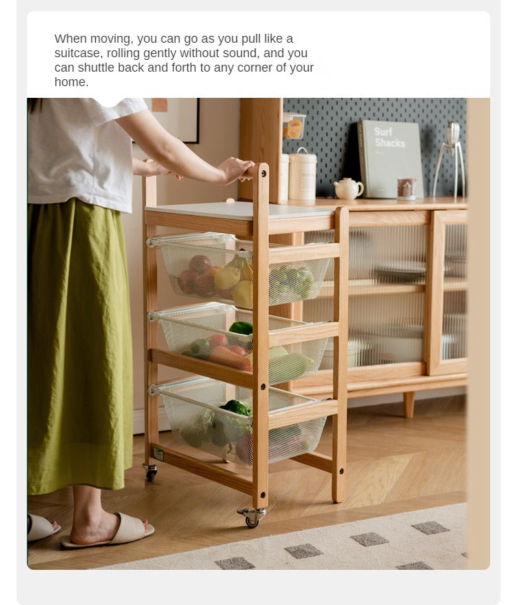 Oak, Beech Solid Wood Mobile Slate Trolley Storage