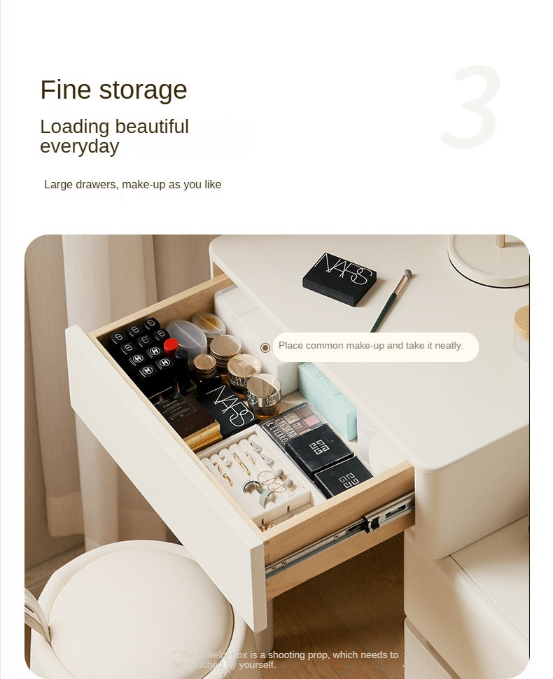 Solid RubberWood Telescopic Small Vanity Table Cream Style.