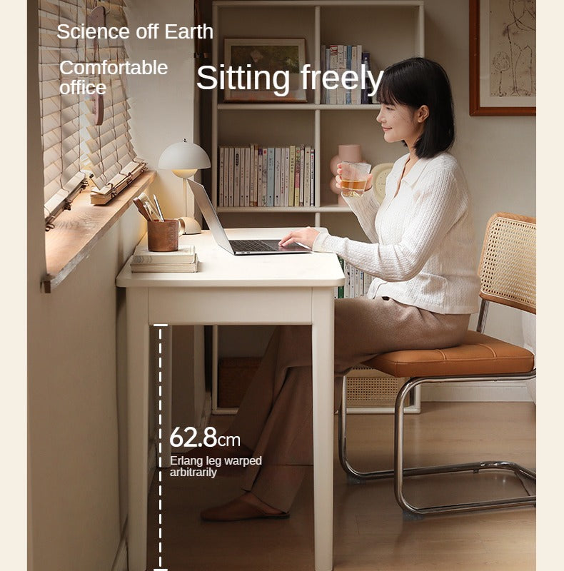 Solid RubberWood Wood Office Desk with Drawer