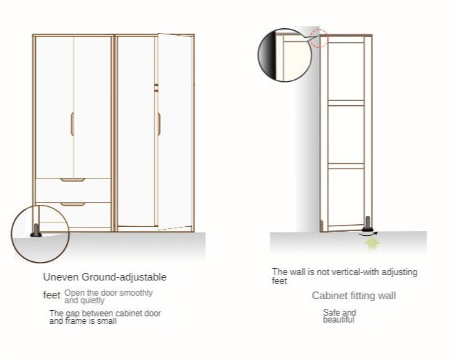 Pine Solid Wood Wardrobe French Cream Style.
