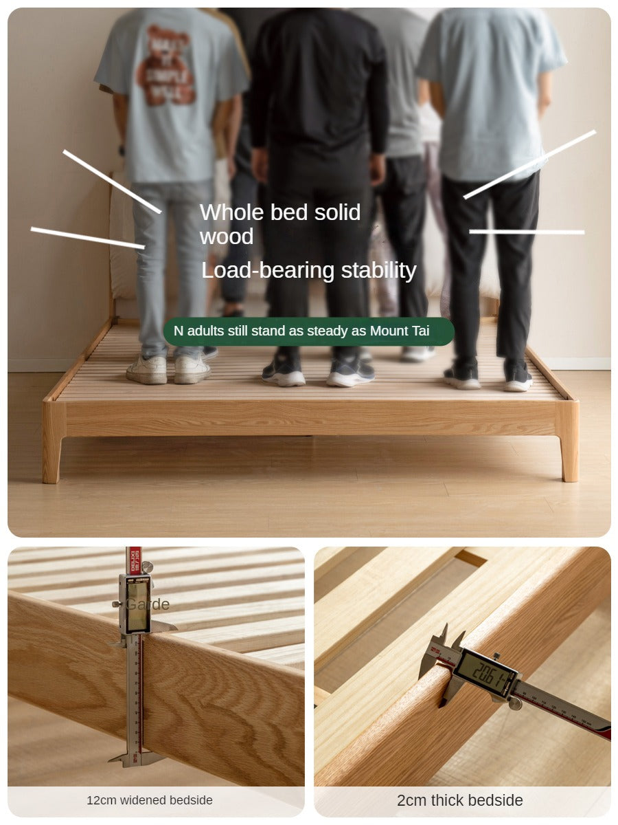 Beech, Oak, Black Walnut Solid Wood Fabric Soft Bed