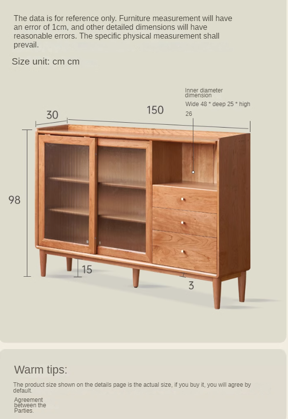 Cherry, Ash Solid Wood Middle Ages Ultra-thin Kitchen Sideboard