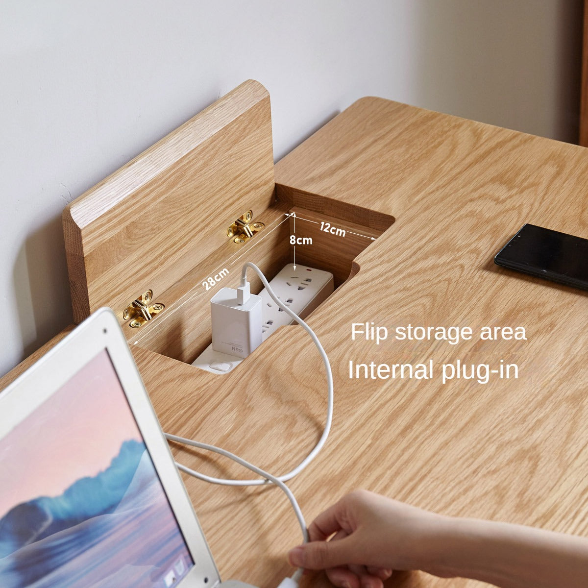 Oak, Ash Solid Wood USB Office Desk