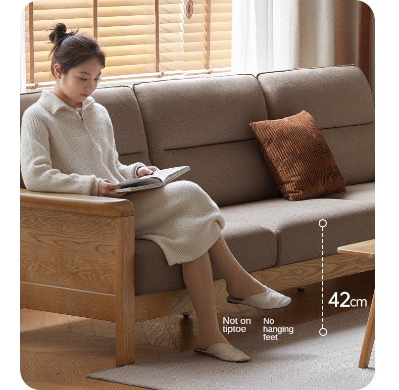 Ash Solid Wood Modern High Back Sofa.