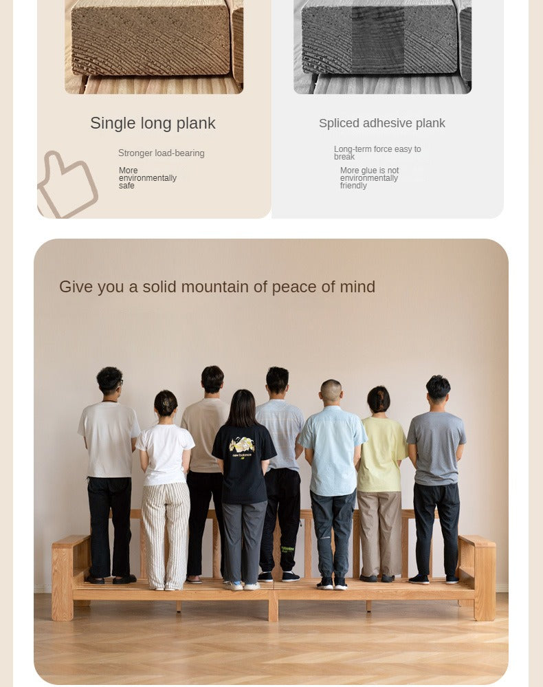 Oak Solid Wood Modern Log Style Corner Fabric Sofa.