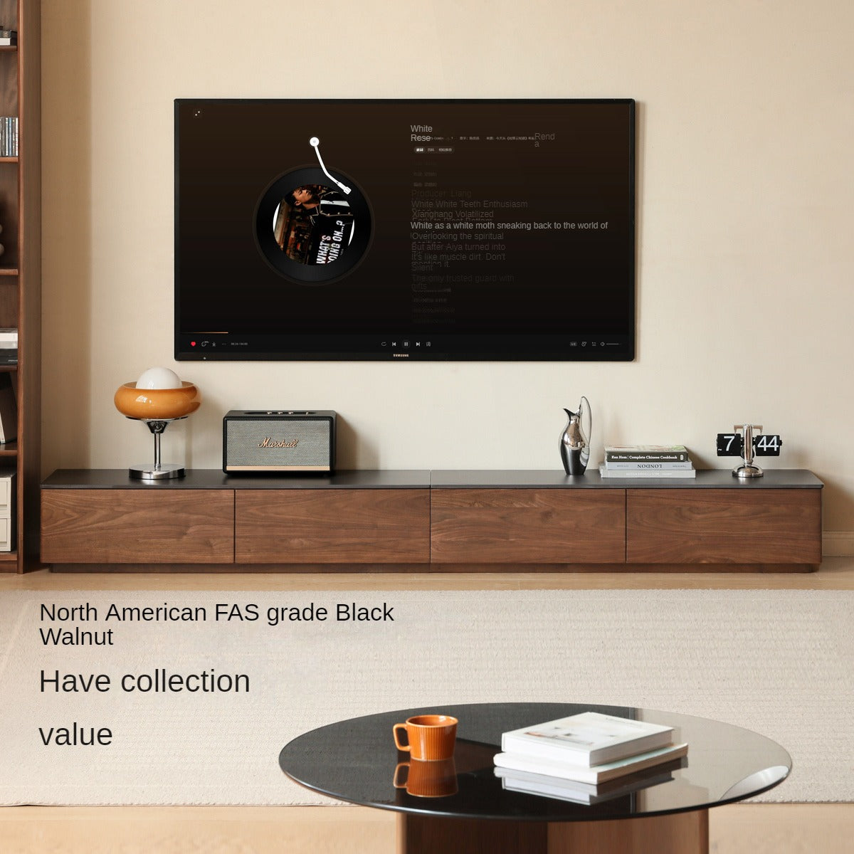 Black Walnut Solid Wood TV Stand Rock Slab