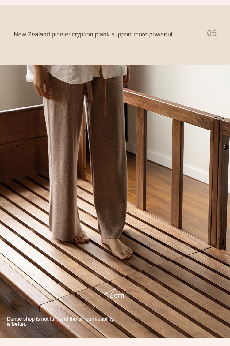 Black Walnut, Ash Solid Wood Leather High Back Sofa,