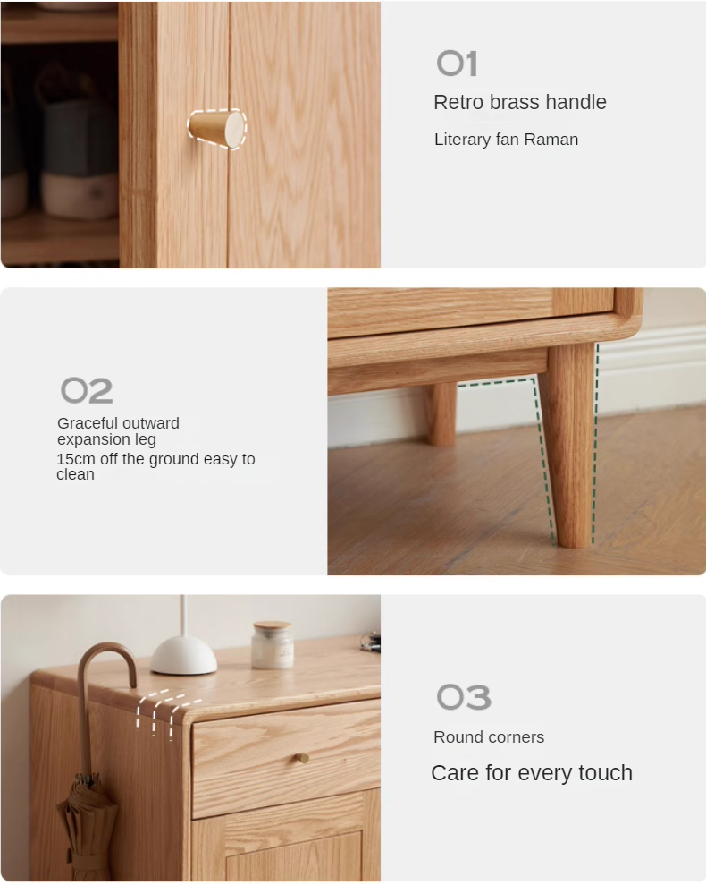 Oak Solid Wood Shoe Cabinet