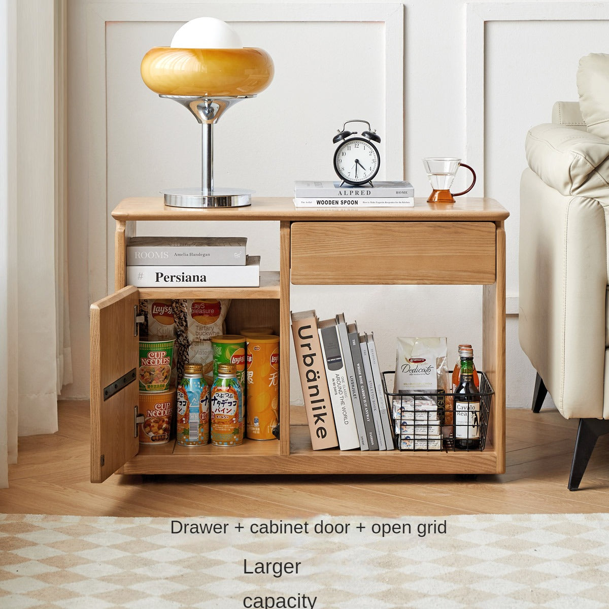 Black Walnut, Oak, Ash Solid Wood Side Cabinet