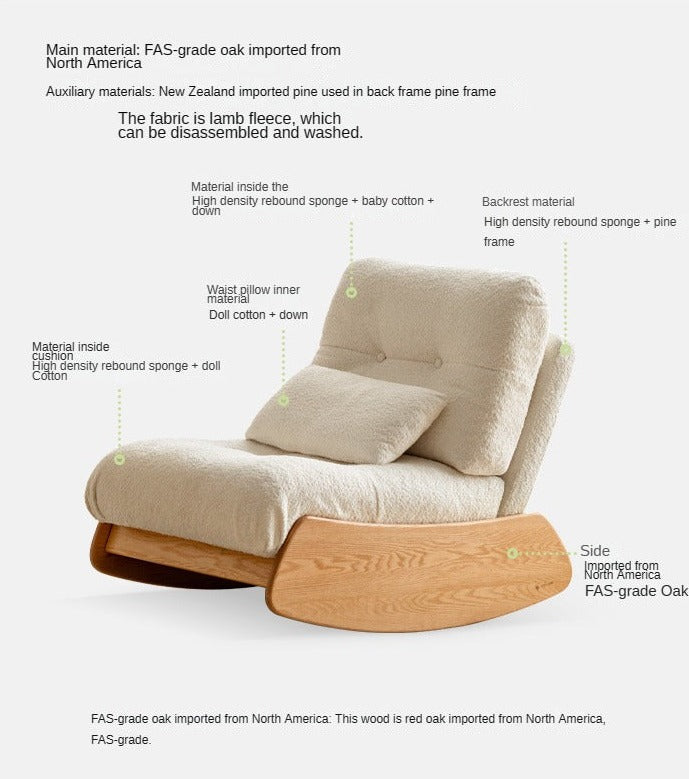 Oak, Beech Solid Wood Sheep Velvet-Cloud Cotton Leisure Chair)