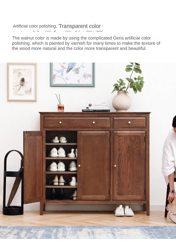 Oak Solid Wood American Style Shoe Cabinet