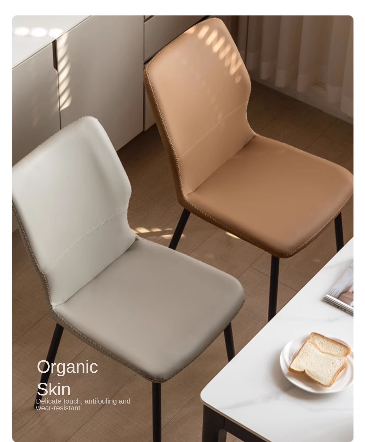 Set 4 pcs Leather Organic Light Luxury Soft Chair