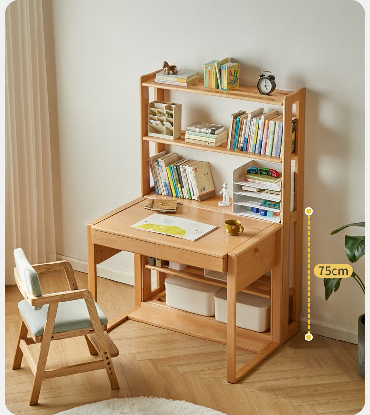 Beech, Oak Solid Wood Floor-To-Ceiling Bookshelf, Toy Storage