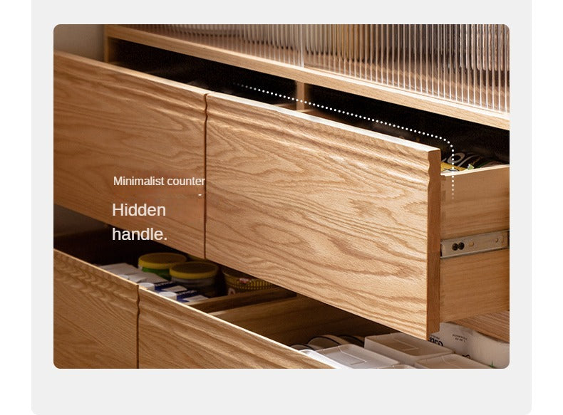 Oak Solid Wood Partition Multi functional Storage Cabinet