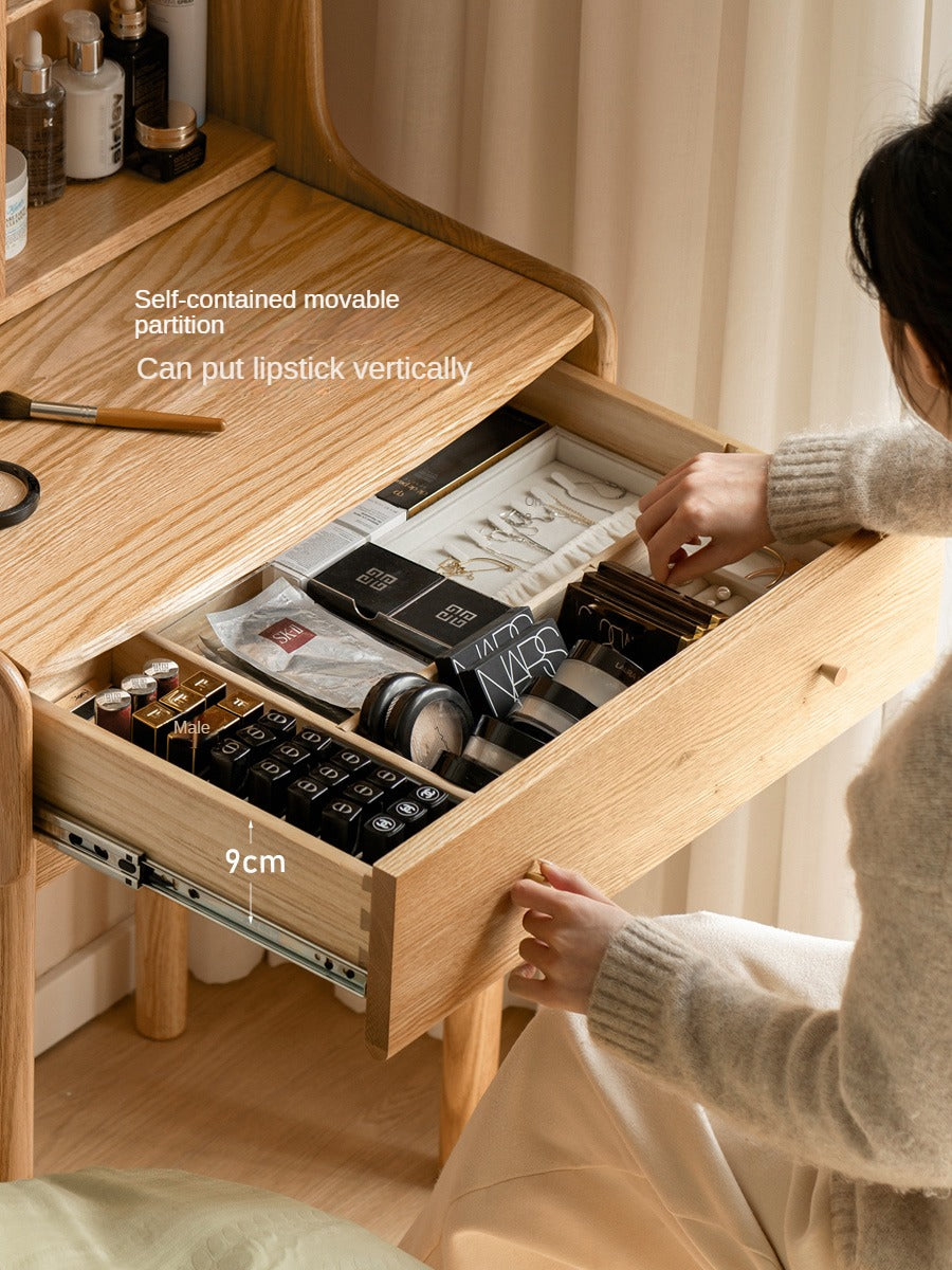 Oak Solid Wood, Solid Rubberwood Vanity Table, Makeup Table.