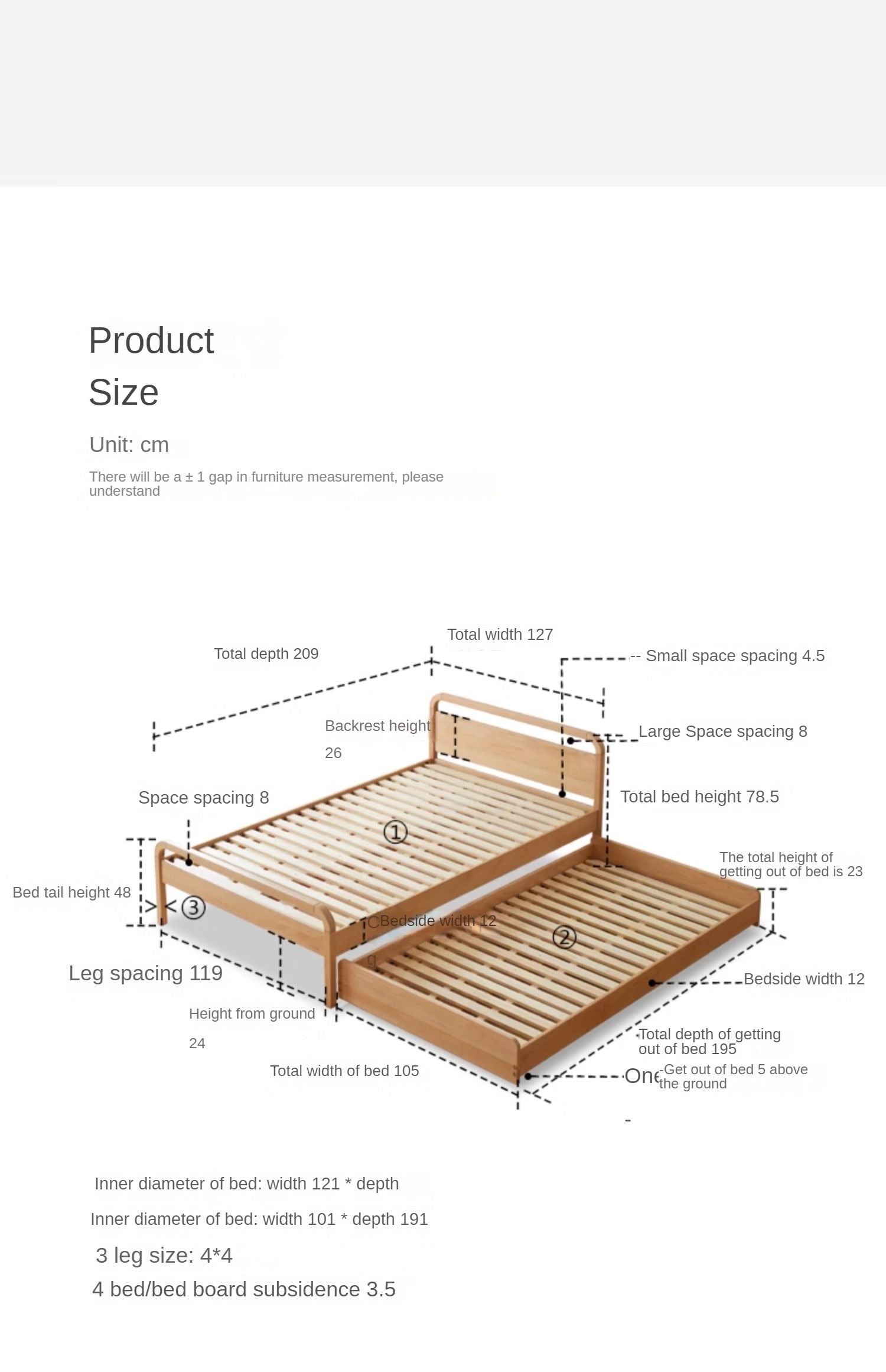 Beech Solid wood Space-saving bunk bed , mother's helper bed<