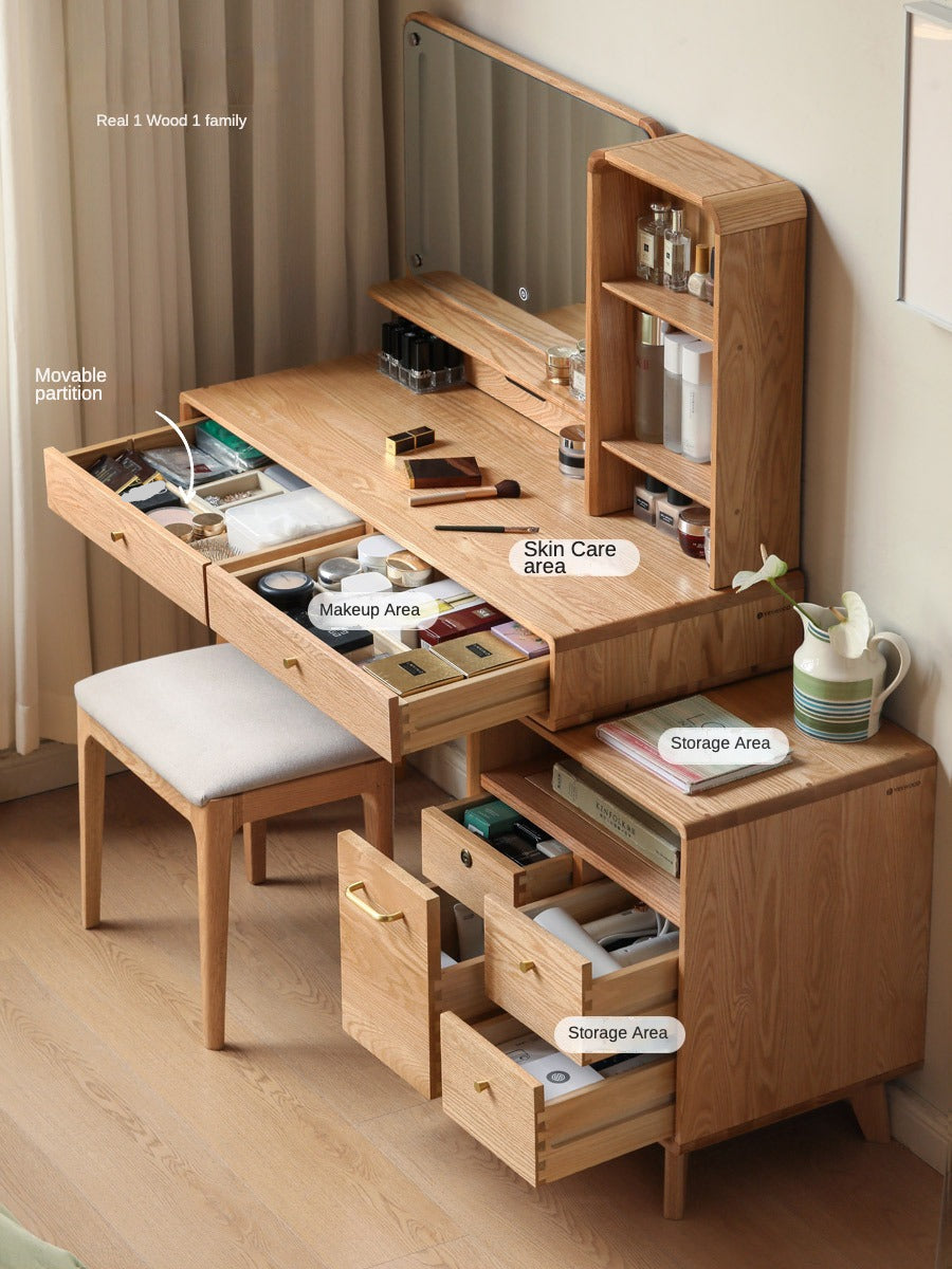 Oak, Rubberwood solid wood Dressing Table Telescopic.