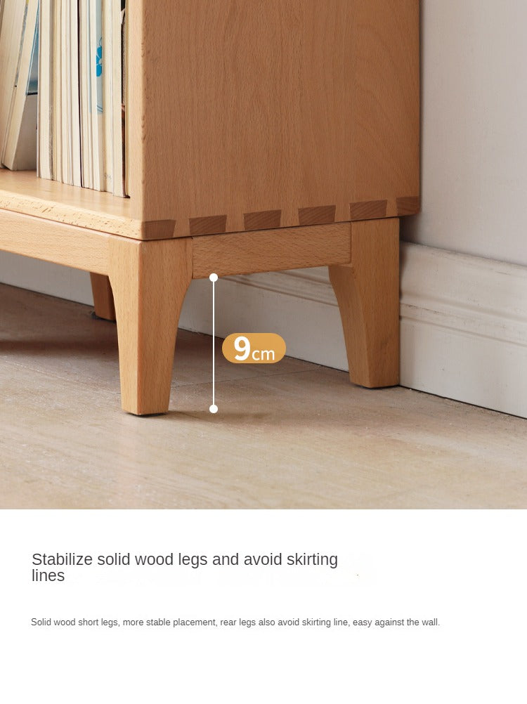 Beech Solid Wood Bookshelf, Nordic Display Rack