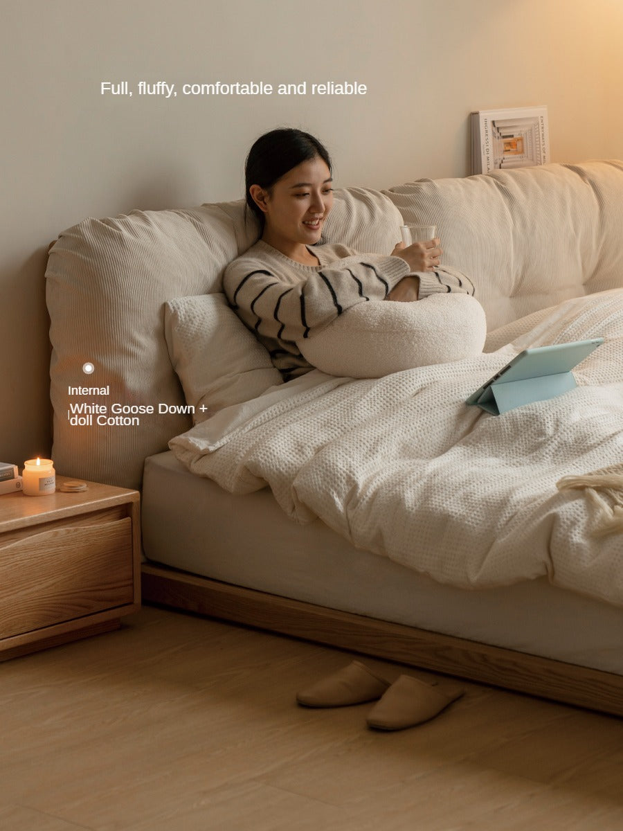 Ash Solid Wood Technology Cloth Floor Bed