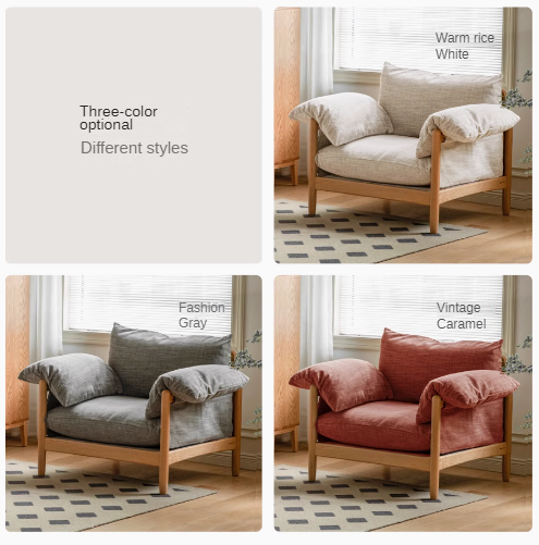 Oak Solid Wood Fabric Sofa.