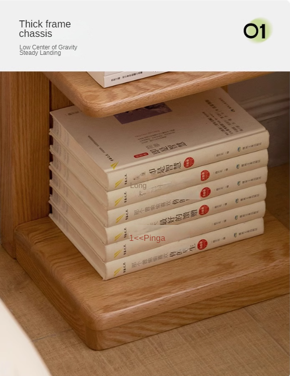 Oak solid wood modern multi-layer bookshelf.