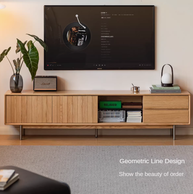 Oak Solid Wood Modern TV Сabinet.