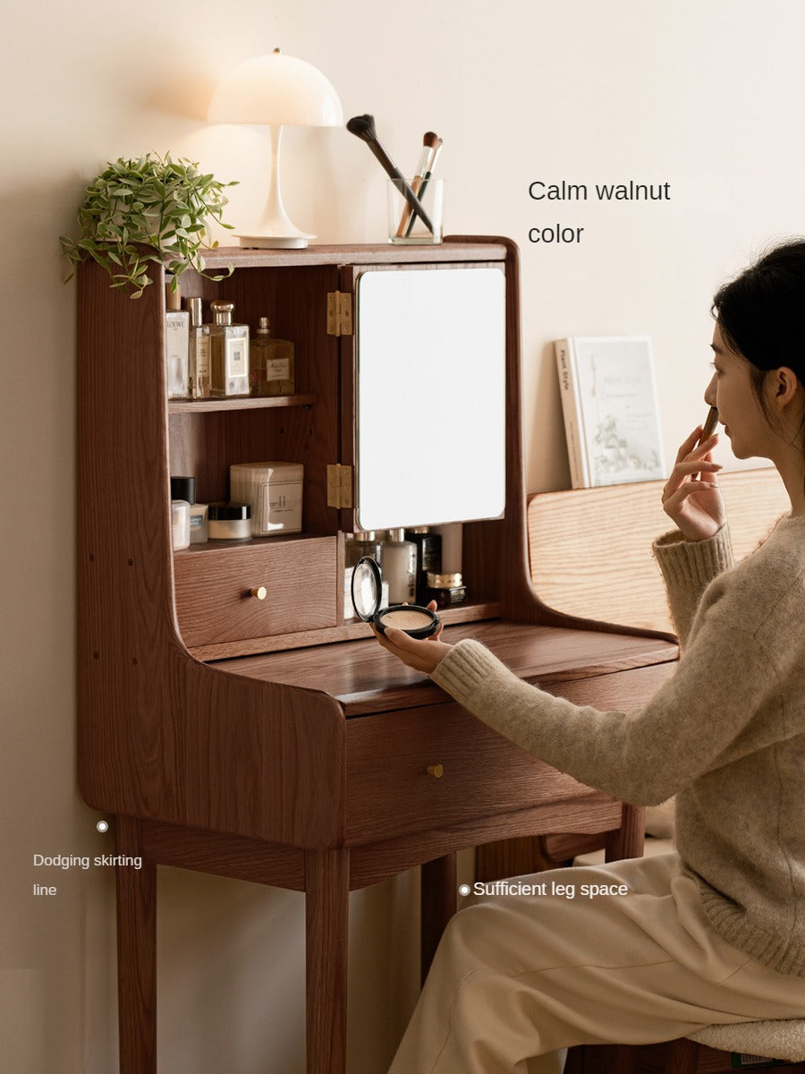 Oak Solid Wood, Solid Rubberwood Vanity Table, Makeup Table.