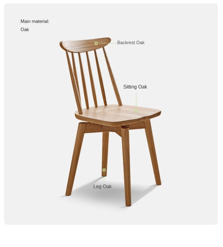 Oak Solid Wood Windsor Chair 360 Degree Rotation 4 Pcs Set