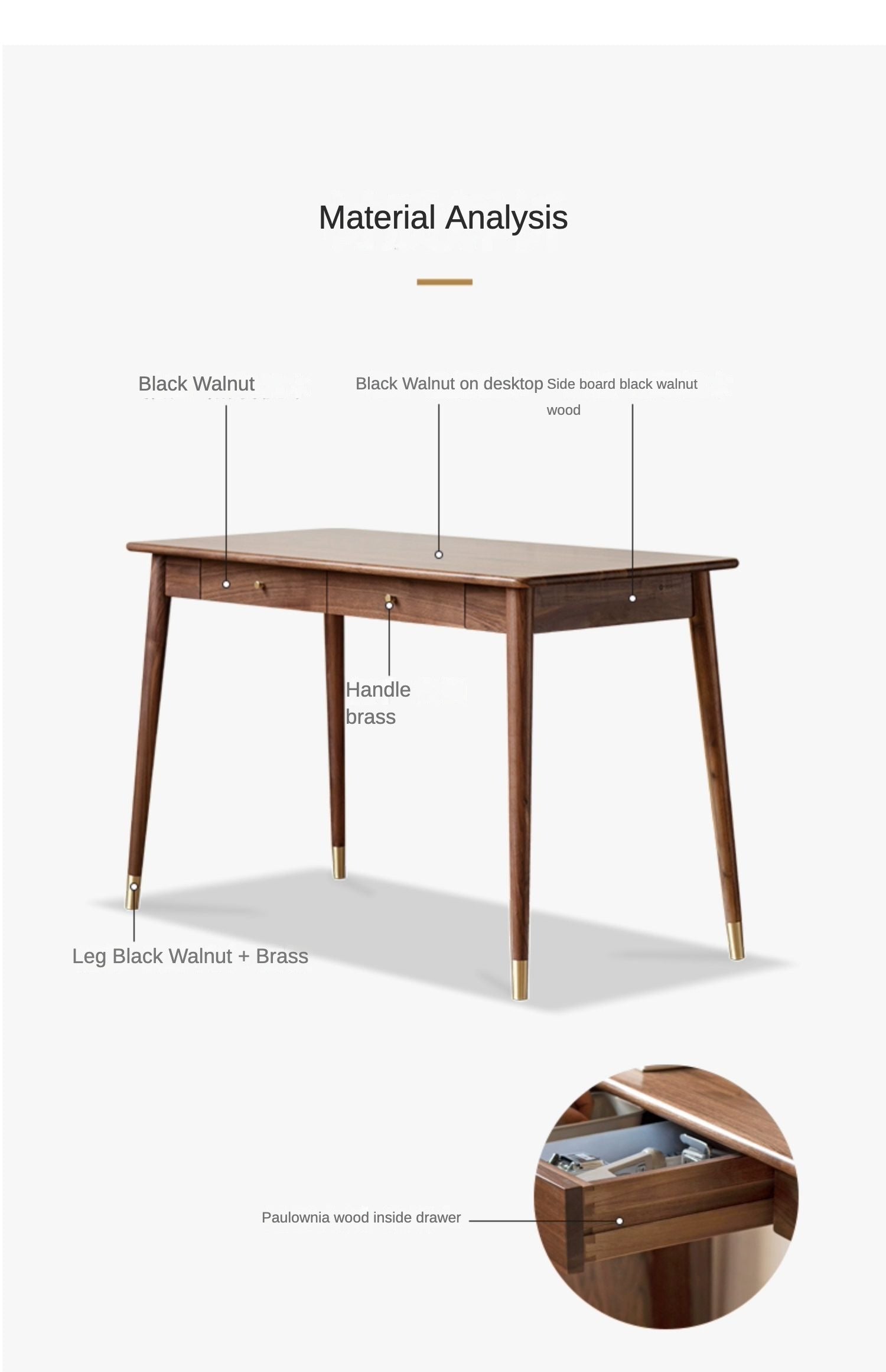 Black Walnut Solid Wood Office Desk