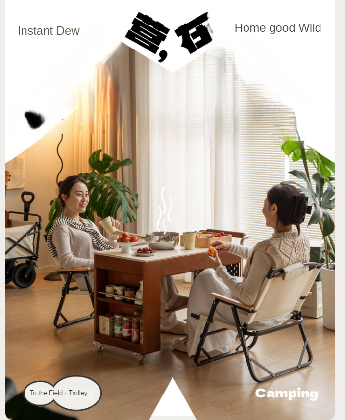 Tulipwood Solid Wood Mobile Side Table for Making Tea Around The Stove.