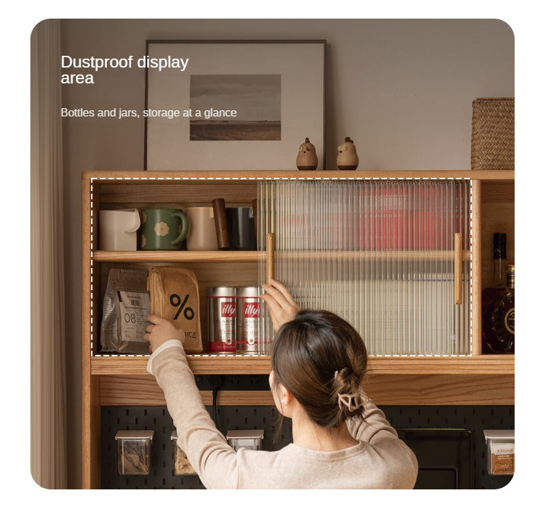 Oak Solid Wood Rock Board Modern Sideboard