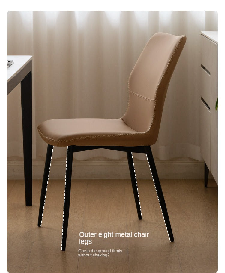Set 4 pcs Leather Organic Light Luxury Soft Chair
