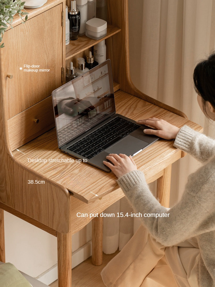 Oak Solid Wood, Solid Rubberwood Vanity Table, Makeup Table.