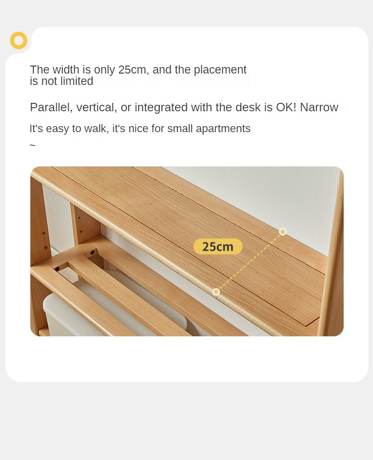 Beech, Oak Solid Wood Floor-To-Ceiling Bookshelf, Toy Storage