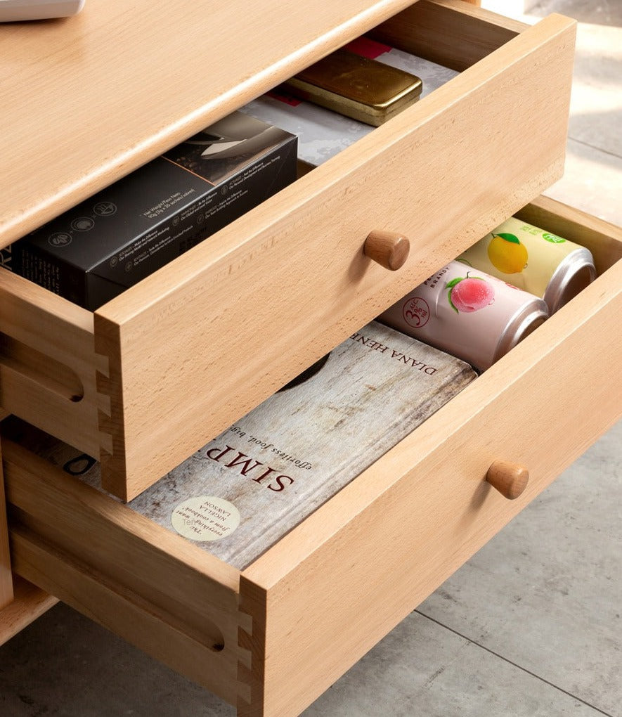 Beech Solid Wood Floor TV Cabinet.