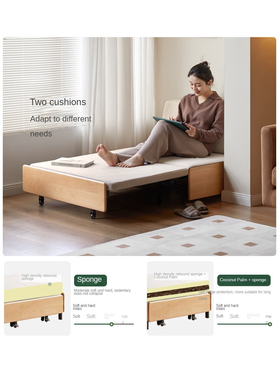 Beech Solid Wood Sofa Ull Out Retractable Single Bed.