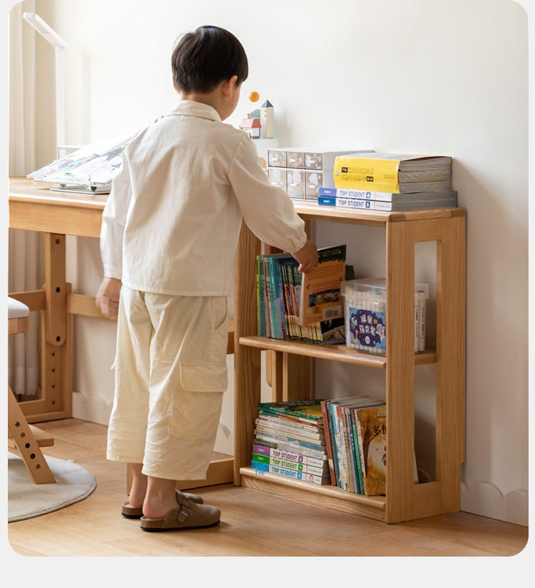 Beech, Oak Solid Wood Floor-To-Ceiling Bookshelf, Toy Storage