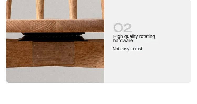 Oak Solid Wood Windsor Chair 360 Degree Rotation 4 Pcs Set