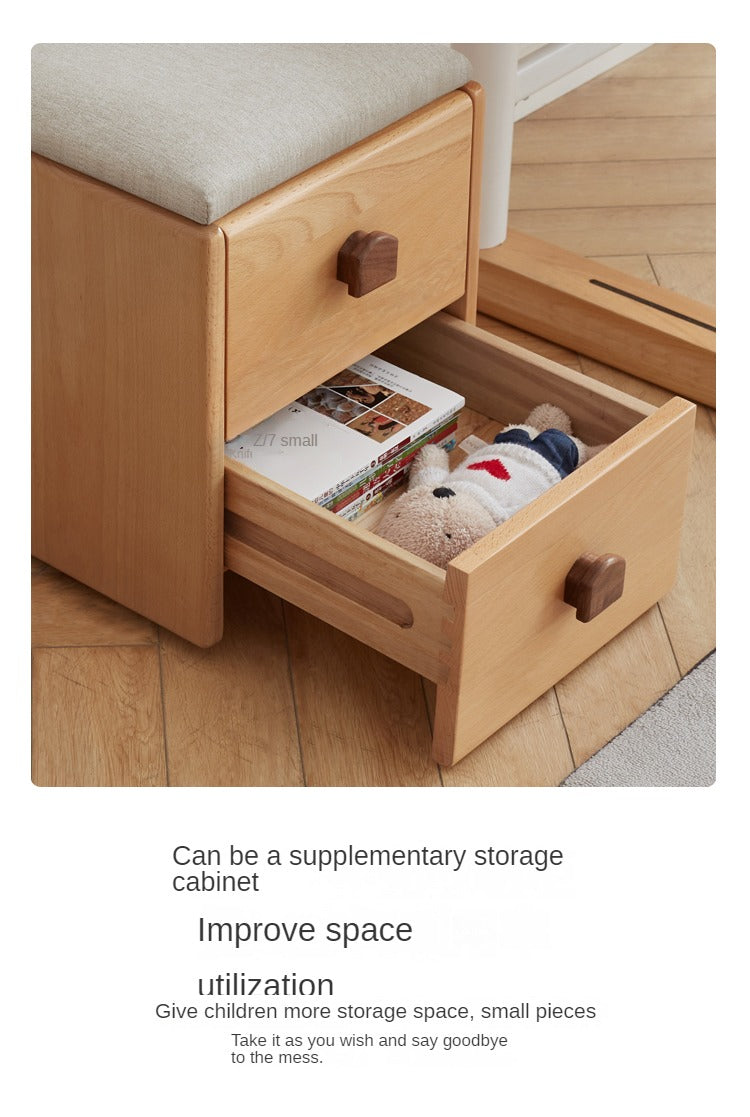 Beech Solid Wood Kids Storage Stool