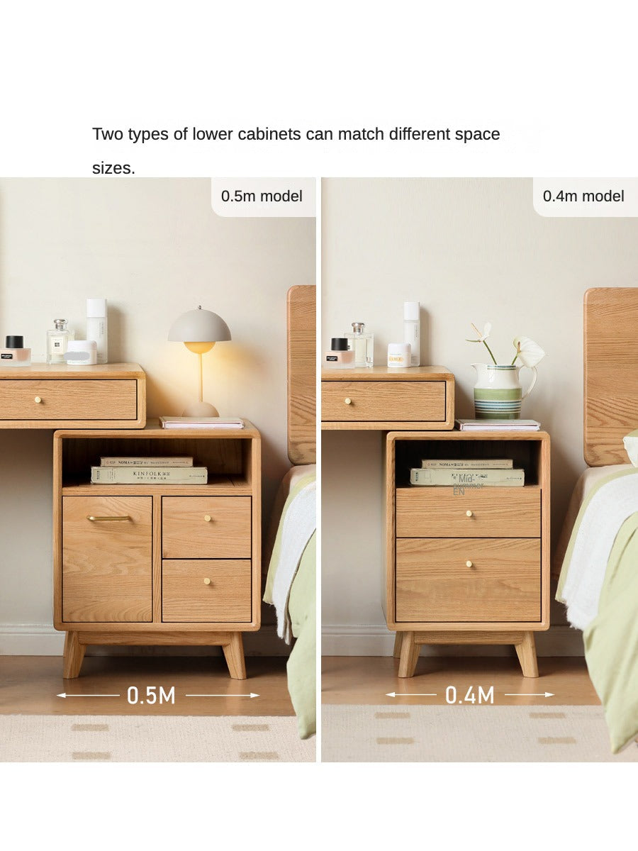 Oak, Rubberwood Solid Wood Vanity Table Telescopic.