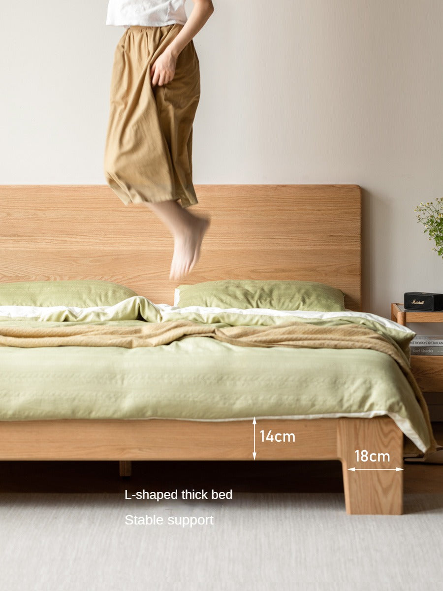 Oak Solid Wood Bed Thickened Headboard