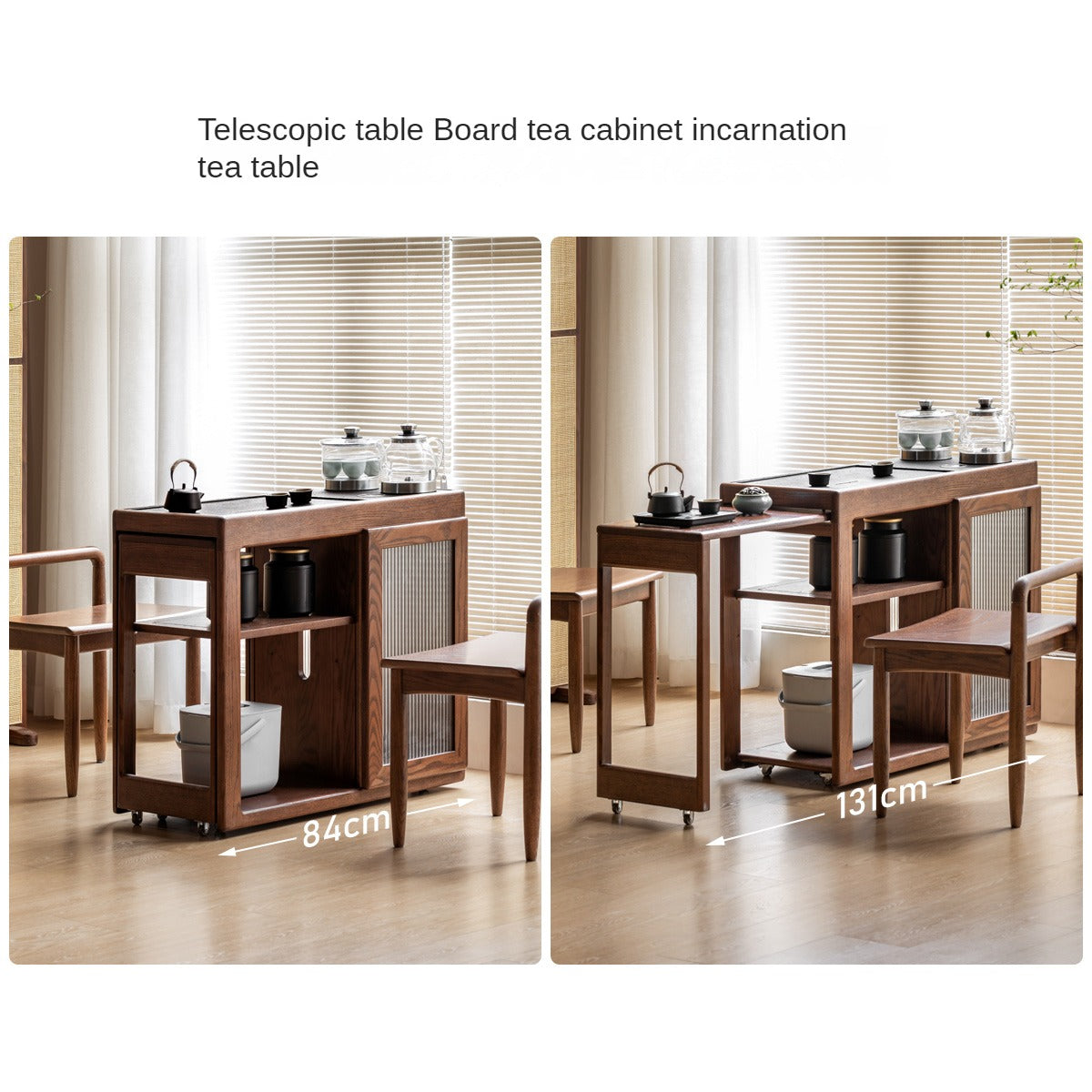 Oak, Ash Solid Wood Retractable Tea Table Tea Maker Integrated
